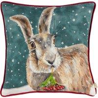 Evans Lichfield Christmas Hare Piped Filled Cushion 43cm x 43cm Multi