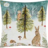Evans Lichfield Christmas Owl Velvet Filled Cushion 43cm x 43cm Multi
