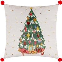 Furn Deck The Halls Tree Embroidered Filled Cushion 43cm x 43cm Multi