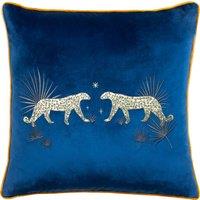 Wylder Tropics Dusk Leopard Embroidered Filled Cushion 50cm x 50cm Navy