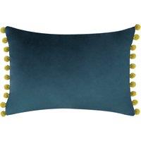 Paoletti Fiesta Velvet Filled Cushion 35cm x 50cm Indigo Olive