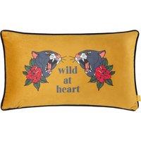 Furn Inked Wild Velvet Piped Filled Cushion 30cm x 50cm Gold Black