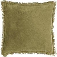 Yard Jaye Velvet Fringed Filled Cushion 45cm x 45cm Moss