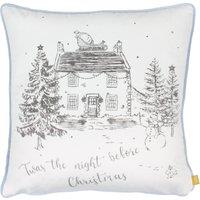 Midwinter Toile Printed Piped Velvet Filled Cushion 43cm x 43cm Snow