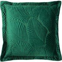 Paoletti Palmeria Quilted Velvet Filled Cushion 60cm x 60cm Emerald