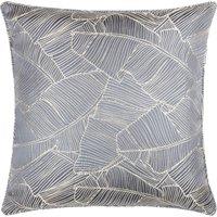 Wylder Tropics Seymour Metallic Jacquard Piped Filled Cushion 50cm x 50cm Storm Blue