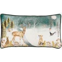 Evans Lichfield Stag Winter Velvet Piped Filled Cushion 30cm x 50cm Multi