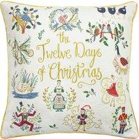 Twelve Days Embroidered Filled Cushion 50cm x 50cm Multi