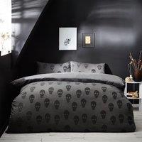 Furn Skulls Tufted 100% Cotton Duvet Cover Bedding Set Charcoal