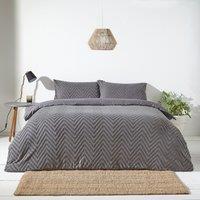 Yard Chevron Tuft Geometric Duvet Cover Bedding Set Charcoal
