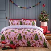 Furn Purrfect Christmas Abstract Leopard Duvet Cover Bedding Set Pink Lilac