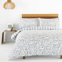 Furn Skandi Woodland Brushed Cotton Duvet Cover Bedding Set Grey