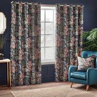 Wylder Nature Woodlands Floral Jacquard Ready Made Eyelet Curtains Navy