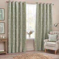 Wylder Nature Sophia Floral Jacquard Ready Made Eyelet Curtains Sage