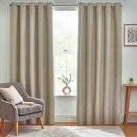 Furn Dawn Thermal Blackout Ready Made Eyelet Curtains Natural