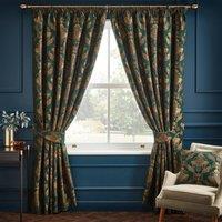 Paoletti Shiraz Traditional Jacquard Ready Made Pencil Pleat Curtains Emerald