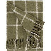 Beni Check Fringed Throw 130cm x 180cm Moss Natural