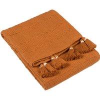 Caliche Woven Tasselled Throw 130cm x 180cm Ginger