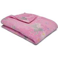 Unicorn 120cm x 150cm Throw Pink