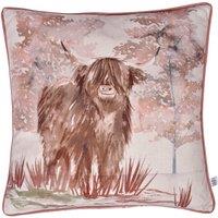 Dreams & Drapes Hanson Highland Cow Filled Cushion 43cm x 43cm Terracotta