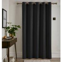 Fusion Strata 66x84 Eyelet Door Curtain Black