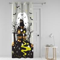 Haunted House 54x84 Ready Made Eyelet Door Curtain Grey