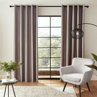 Catherine Lansfield Downstairs Faux Silk Blackout Ready Made Eyelet Curtains Silver