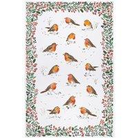 Ulster Weavers Robins & Berry Border Tea Towel White