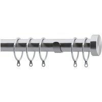 28mm Stud Fixed Metal Curtain Pole Satin Silver