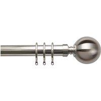 35mm Ball Fixed Metal Curtain Pole Satin Silver
