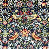 William Morris Strawberry Thief Velvet Fabric Navy