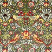 William Morris Strawberry Thief Velvet Fabric Grey