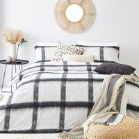 Yard Mohair Check Single Duvet Cover Bedding Set Natural Black