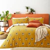 Furn Theia Abstract Eyes Kingsize Duvet Cover Bedding Set Ochre
