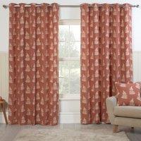 Esher Ready Made Eyelet Curtains Terracotta