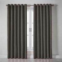 Linen Look Blackout Ready Made Eyelet Curtains Grey