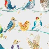 Voyage Maison Birdy Branch Printed Cotton Fabric Sunshine