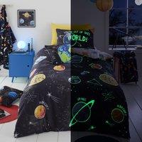 Bedlam Outer Space Glow in the Dark Duvet Cover Bedding Set Black