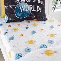 Bedlam Outer Space Bed Linen Fitted Sheet Black