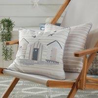 Fusion Beach Huts Outdoor Filled Cushion 43cm x 43cm Natural