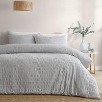 Serene Honley Seersucker Duvet Cover Bedding Set Silver