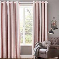 Laura Ashley Awning Stripe Blackout Ready Made Eyelet Curtains Crimson