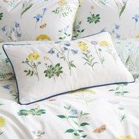 The Royal Horticultural Society Botanical Cottage Garden Boudoir Filled Cushion 30cm x 50cm White