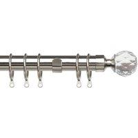 25-28mm Pristine Crystal Pole Extendable Curtain Pole Satin Silver