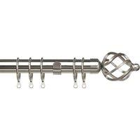 25-28mm Pristine Cage Pole Extendable Curtain Pole Satin Silver