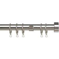25-28mm Pristine Stud End Cap Pole Extendable Curtain Pole Satin Silver