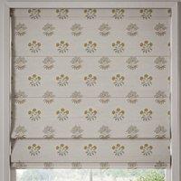William Morris Lily Flower Embroidery Made to Measure Roman Blind Ochre