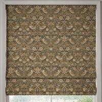 William Morris Strawberry Thief Velvet Made to Measure Roman Blind Flint