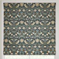 William Morris Strawberry Thief Velvet Made to Measure Roman Blind Indigo