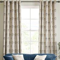 William Morris Lily Flower Embroidery Made to Measure Curtain Woad